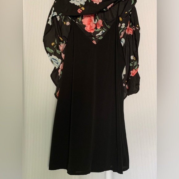 Old Navy Midi Length Lightweight Dress Black with Floral Print Slip Lined Large - Picture 3 of 9
